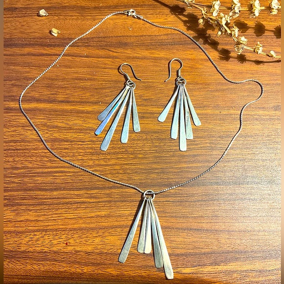 Mexican Silver Necklace and Earring Set